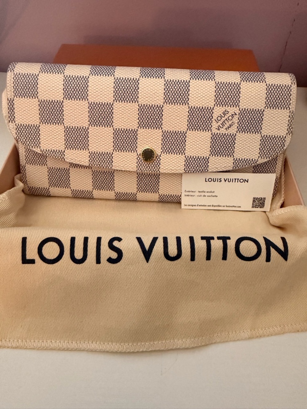 Louis Vuitton Damier Azur Canvas Continental Wallet in Cream and Light Gray